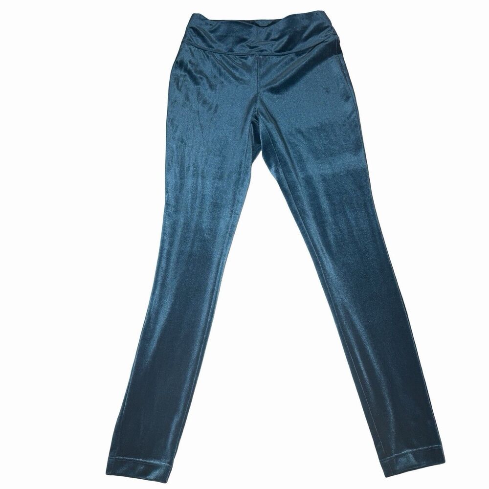 INC International Concepts Velvet Pull On Legging Pants SZ Small Teal Stretch